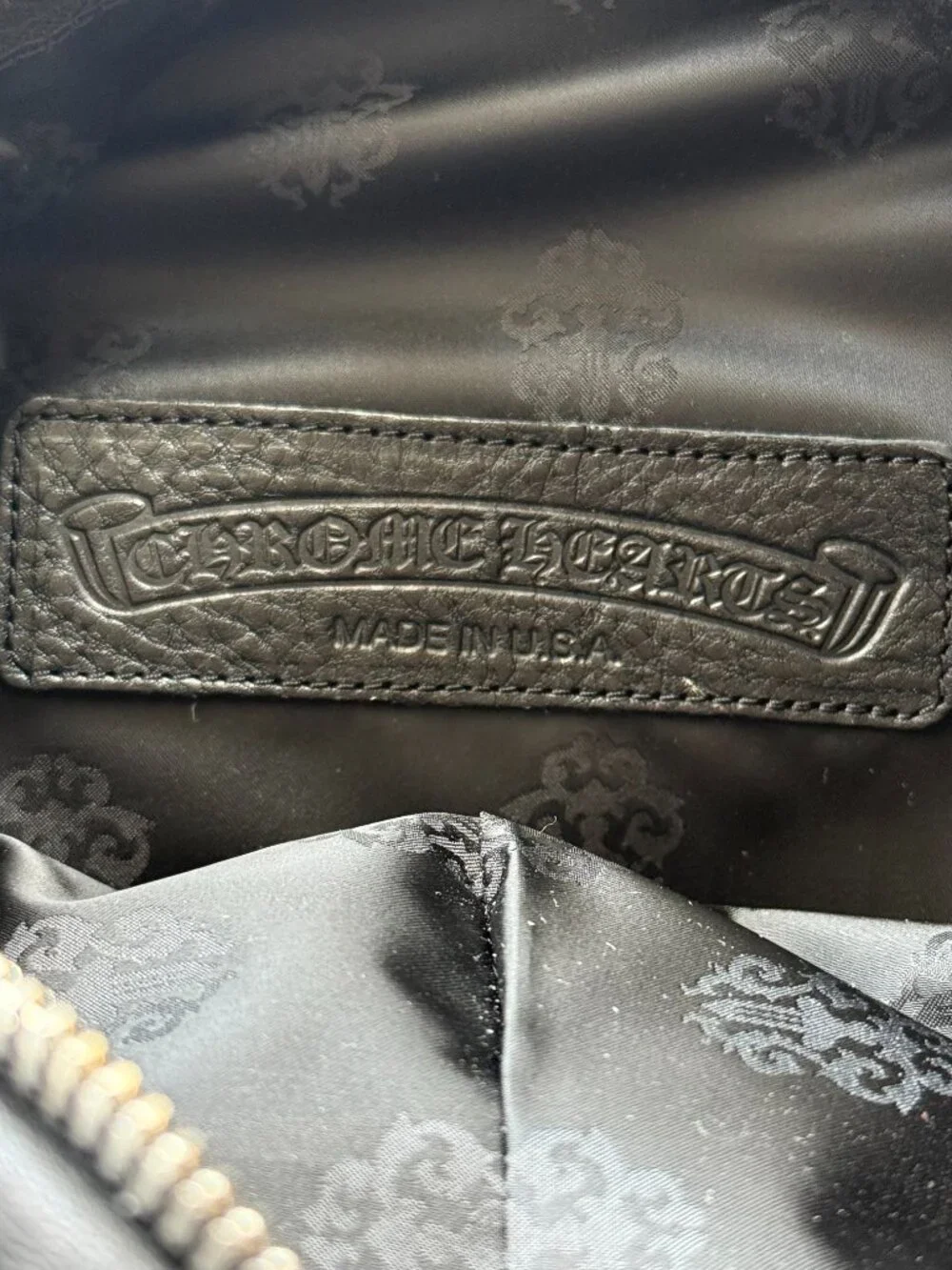 Chrome Hearts Black Leather Cross Patch Duffel Bag